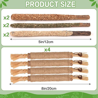 FOIMAS Silvervine Sticks Cat Toys,10pcs Cat Chew Stick Catnip Chew Toy Interactive Cat Toy for Cat Kitten Teeth Cleaning Treat Toys Indoor Outdoor