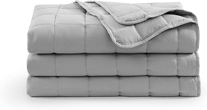 Casa Platino Quilted Blanket Twin XL Size - Pre Washed - Soft & Lightweight Bed Blanke - All Season Down Alternative Blankets - Silver