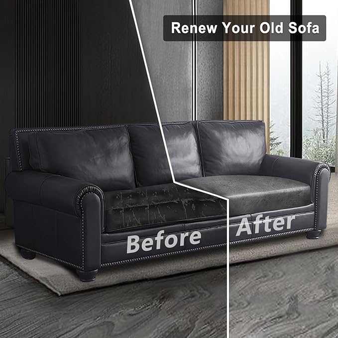 ANARACHON Leather Look Couch Cushion Covers Sofa Seat Slipcovers Sets Couches Furniture Protector for Sectional Armchair Loveseat Pets Kids Stretch Spandex Fabric (1 Cushion Loveseat, Light Grey)