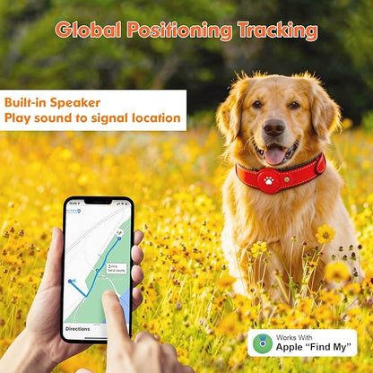 2-in-1 GPS Tracker for Dogs: Smart Pet Collar with Real-Time Tracking,No Monthly Fee/Subscription (iOS Only) Waterproof, Anti-Lost,365-Day Long Battery Life GPS Tracker Dog Collar(Tracker Included)
