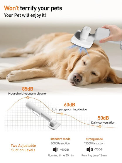 Dog Vacuum for Shedding Grooming, Pet Grooming Vacuum for Dogs, Cat Grooming Supplies, Vacuum Pet Hair Remover Tool with Slicker Deshedding Dog Brush for Shedding Dematting Comb Kit