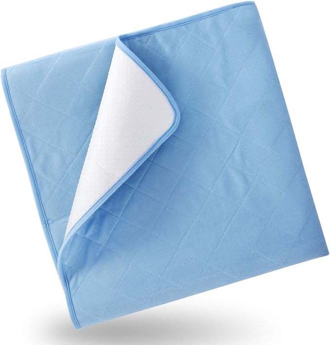 Bed Pads for Incontinence Washable Large (34" × 52"), Reusable Pee Pads Waterproof Bed Underpads Chucks Pads with Non-Slip Back for Elderly, Kids, Women or Pets, Blue