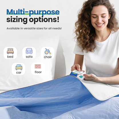 Noovirum® Washable Underpads,34"x36" (Pack of 4) Blue - Heavy Absorbency Incontinence Bed Pads for Adults, Kids & Pets - Waterproof Reusable Protective Pad for Bed, Sofa, Furniture & Floor