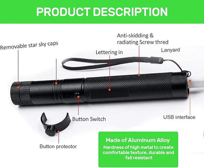 Laser Pointer High Power, Green Laser Pointer Indicator Light, USB Charge，Presentation, Interactive Toys for Indoor Dogs Cats