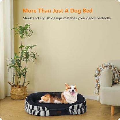 Dwanton Orthopedic Dog Bed for Medium Dogs with Gel Memory Foam, Waterproof Dog Sofa, Washable Pet Bed with Four Sided Bolster Cushion, Removable Cover & Non-Slip Bottom, 36", Tie-dye Gray