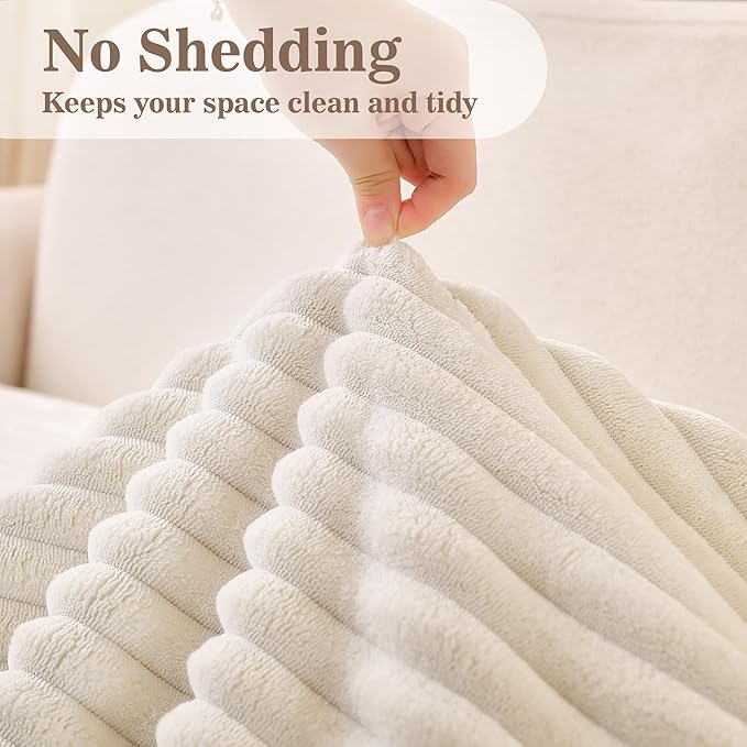 MYSKY HOME 100% Waterproof Couch Cover, Couch Covers for Sofa, Non Slip Couch Covers for 2 Cushion Sofa Pet Friendly, Sofa Covers Washable Slipcovers Dog Couch Cover Protector, Off White, 35"x63"