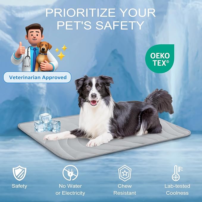 Cozyide Dog Cooling Mat, Extra Large Cooling Mat for Dogs, Reversible Pad for Pet, 40" L x 28" W,Light Grey