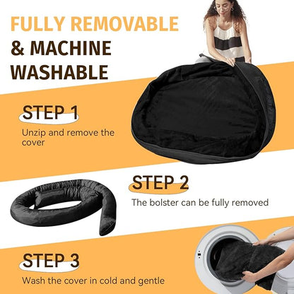 Orthopedic Dog Bed for Extra Large Dogs, XL Waterproof Dog Bed with Bolsters, Supportive Egg Crate Foam Pet Couch Bed with Removable Washable Cover & Non-Slip Bottom, Black