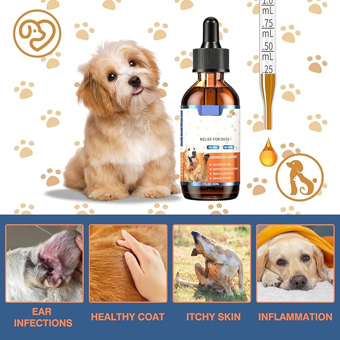 Pet Immune Support for Reducing Irritation, Gentle Critical Immune Defense for Cats & Dogs with Improve Skin and Coat Health, Easy Feeding Animal Essentials Drops - 2 FL.OZ [60ml]