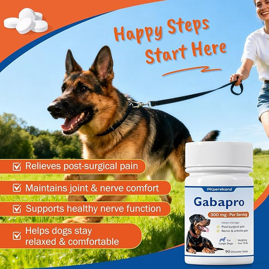 Gabapro for Large Dogs 300mg, Relieves Post-Surgical Discomfort, Dog Pain Relief, Joint Support, Over 75 lbs, 90 Tablets