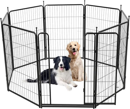GarveeLife Dog Playpen,40 Inch(H) 18 Ft(L) 8 Panels Dog Fence Indoor/Outdoor,Heavy Duty Metal Pet Puppy Exercise Pen, Wide Door Low Threshold,Portable Pet Playpen for Rv Camping Garden