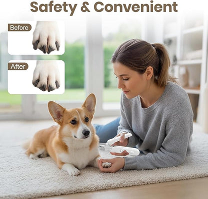2-in-1 Dog Nail Clipper and Grinder with LED Light, USB Rechargeable Quiet Electric Pet Nail Trimmer for Dogs Cats with Safety Guard