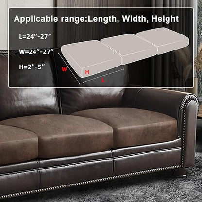 ANARACHON Leather Look Couch Cushion Covers Sofa Seat Slipcovers Sets Couches Furniture Protector for Sectional Armchair Loveseat Pets Kids Stretch Spandex Fabric (3 Cushion Sofa, Brown)