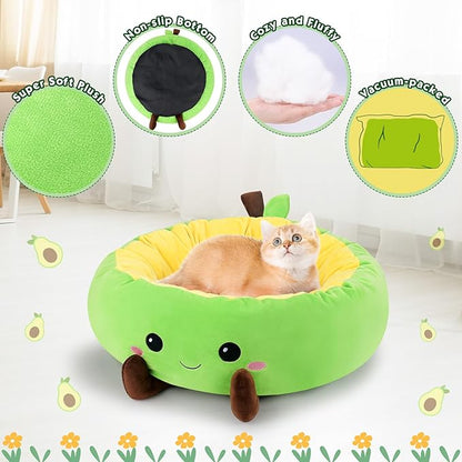 Avocado Heated Pet Bed for Cats & Dogs, Warming Cat Nest with Timer & Temp Adjustable Heating Pad