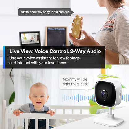 Tapo 2K Indoor Security Camera for Baby Monitor, Dog Camera w/Motion Detection, 2-Way Audio Siren, Night Vision, Cloud & SD Card Storage(Up to 512GB), Works w/Alexa & Google Assistant C110