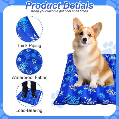 Dog Cooling Mat, 29.5" x 29.5" Cooling Mat for Dogs and Cats, Suitable for All Types of Pets, Durable Cooler Fabric for Better Cool Sensation, Keeping Pets Cool in Summer Heat (Snowflake)