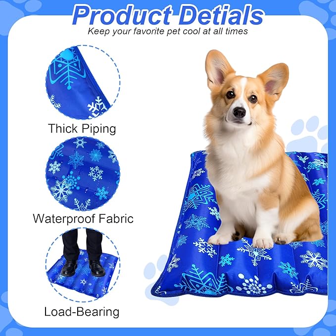 Dog Cooling Mat, 47.5" x 23.5" Cooling Mat for Dogs and Cats, Suitable for All Types of Pets, Durable Cooler Fabric for Better Cool Sensation, Keeping Pets Cool in Summer Heat (Snowflake)