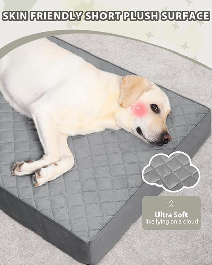 NUPIDA Orthopedic Dog Beds for Extra Large Dogs Waterproof Pet Mattress with Removable Washable Cover and Non-Slip Bottom, Quilting Bed for Crate, 47x29 Inch, Dark Gray