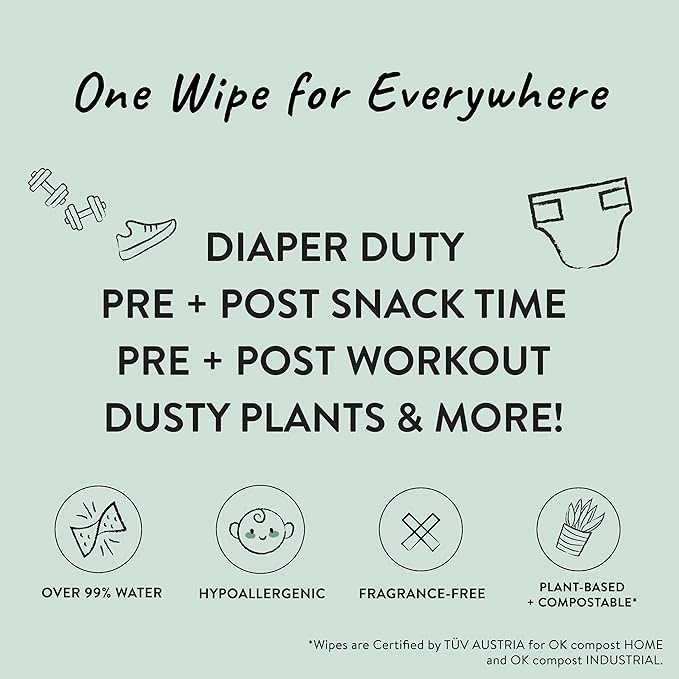 The Honest Company Hypoallergenic Multi-Use Baby Wipes for Sensitive Baby Skin Rainbow 60 Count