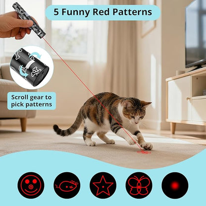 Waputne Cat Toy for Indoor Cats, Battery Level Display Screen, USB Rechargeable Kitten Toys with 7 Adjustable Patterns, Interactive Chase Toys for Indoor Cats & Dogs, Training & Exercise Fun（1 pcs）