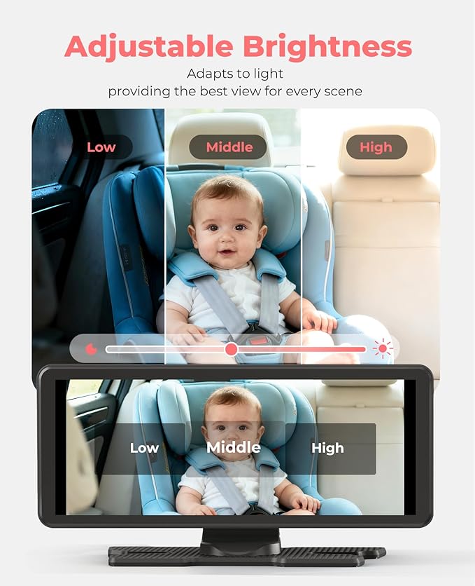 LUCKVIEW BM5PRO 7.2" Dual Camera Baby Monitor, 1080P HD Display for 2 Kids, Night Vision, Easy Install Car Baby Monitor, Ideal Gift, Rear Seat Safety for Babies & Pets