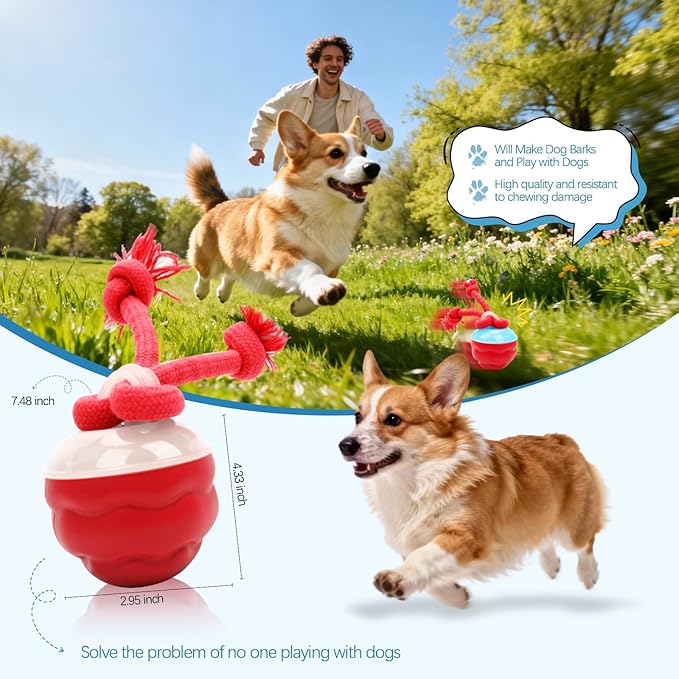 Goosheep 2026 New Interactive Dog Toys, Automatic Moving Dog Ball for Small/Medium/Large Dogs, Interactive Smart Rolling Dogs Toy Ball with Light Up to Keep Them Busy(Red)
