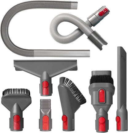Vacuum Attachment Kit Compatible with Dyson V7 V8 V10 V11 V15 Vacuum Cleaner，Dryer Vent Hose Flexible Extension Hose Mattress Tool Stiff Brush Soft Bristle Crevice Tool Attachment for Home Cleaning