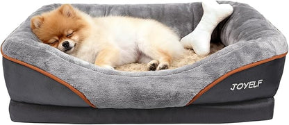 JOYELF Memory Foam Dog Bed Small Orthopedic Dog Bed & Sofa with Removable Washable Cover and Squeaker Toy as Gift