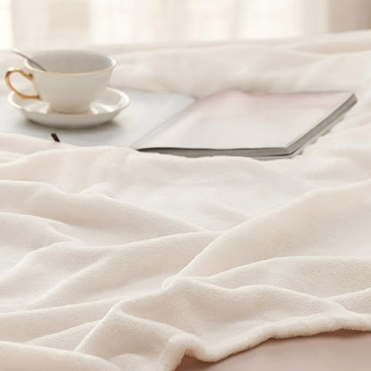 Bedsure GentleSoft Fleece Blankets Queen Size Cream - Mothers Birthday Gifts for Women Bed Blanket Soft Lightweight Plush Fuzzy Cozy Luxury Microfiber, 90x90 inches