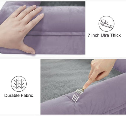 Jumbo Orthopedic Dog Beds, Washable Dog Bed with 4-Sides Removable Bolster, Waterproof Pet Bed Egg Crate Foam with Non-Slip Bottom for Large Dogs, Light Purple
