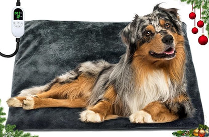 Pet Heating Pad 18x28 Inch, Safe Heated Pad for Dogs and Cats with 12 Level Timer