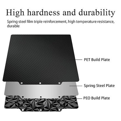 HzdaDeve 3PK AD5X Build Plate for Flashforge AD5X/5M/5M Pro Dual-Smooth Cold Cool PEI Double Smooth PEO PET Plate Black Sheet Board 235x235MM Heated Bed Spring Steel Flexible Platform