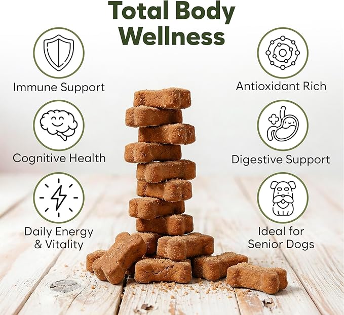 Premium Mushroom Chews for Dogs - 5-in-1 Turkey Tail, Lion’s Mane, Chaga, Reishi & Shiitake - Immune Support & Cognitive Health Mushroom Supplement for Dogs - for Heart, Liver & Brain Function