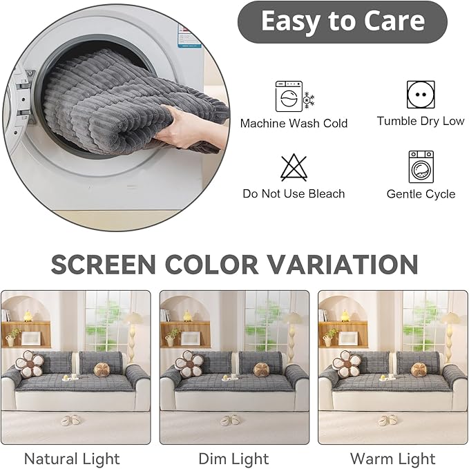 OstepDecor Washable Couch Cover for Dogs, Thick Pet Friendly Sofa Covers, Soft Couch Protector, Paw Cart Sofa Slipcovers, Cushion Protector for Leather, Sectional, Loveseat (20" x 24", Dark Grey)