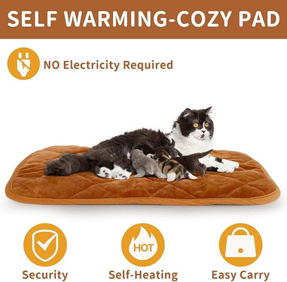 NAMOTEK Self-Warming Cat Bed Indoor/Outdoor Super Soft Self Heating Pet Mat Washable Thermal Pad for Cat & Dog 35x23 inch