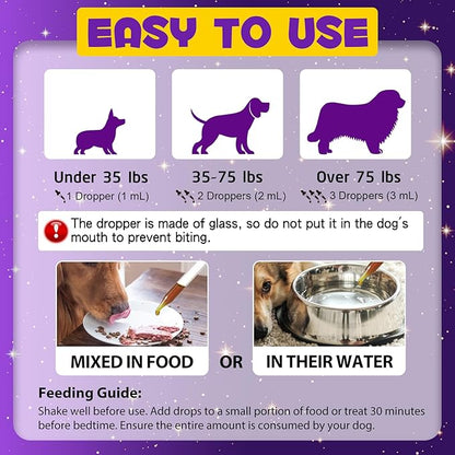Dog Melatonin, Melatonin for Dogs, Liquid Melatonin for Dogs Supports Relaxation, Reduce Anxiety and Stress, Promotes Overall Well-Being, Dog Herbal Supplement