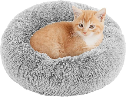 NEWBULIG 30.7x30.7 Inch Dog Bed Large Sized Dog, Donut Shape Cat Beds for Indoor Cats with Washable, Anti-Slip, Faux Fur