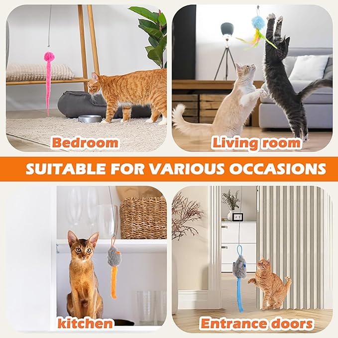 Rechargeable Electric Cat Teaser with Remote – Interactive Door Clip Teaser for Cats, 2 Motion Modes (360° Spin & Irregular Jumping), Smart Auto Cat Toy for Exercise & Fun (No Remote) (Grey)