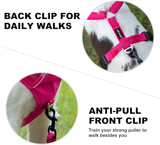 Plutus Pet No Pull Dog Harness, Reflective Adjustable Dog Vest Harness with Handle, Escape Proof, Soft Padded for Small Medium Large Dogs (Hot Pink, S)