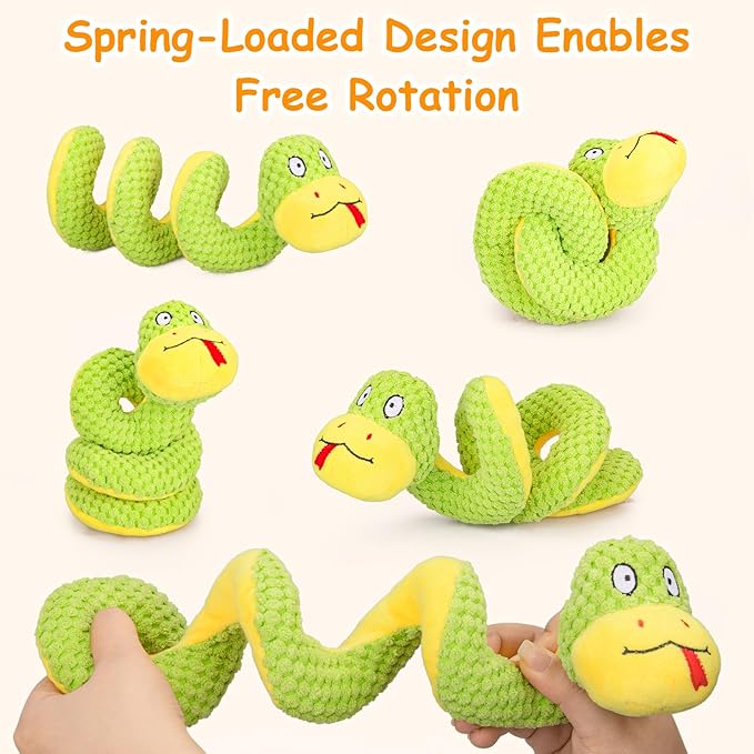 Retro Shaw Interactive Indoor Cat Toys – 11" Realistic Snake with Silvervine & Catnip, Crinkle Sound & Spring-Loaded Design, Bite-Resistant Plush Kicker for Kitten Teething, Boredom Relief & Exercise
