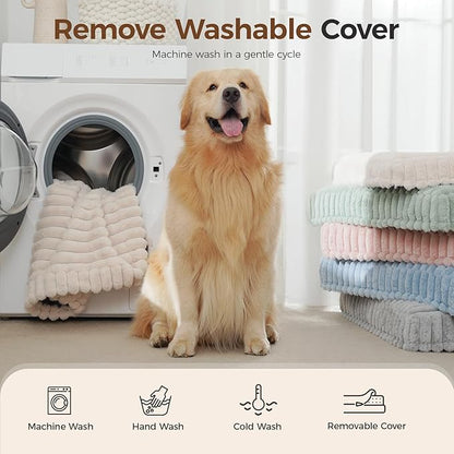 Orthopedic Dog Bed for XXL Jumbo Dog, Waterproof Pet Bed,Non-Slip Bottom and Egg-Crate Foam with Removable Washable Cover Crate Bed,Cream,47"x29"x4"