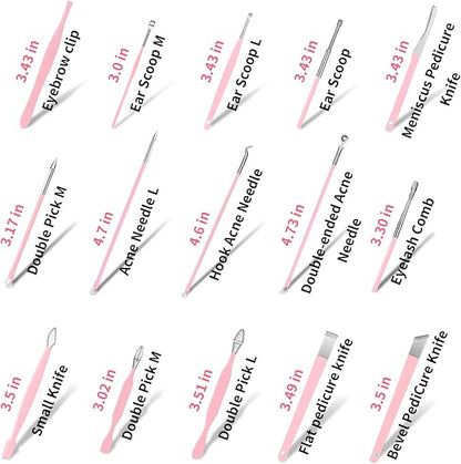MINKINH 26-Piece Professional Manicure Set，Features Stainless Steel Tools, Carbon Steel Clippers & Travel Case for Women's Home and Travel Grooming，Mother's Day Gifts(Pink)