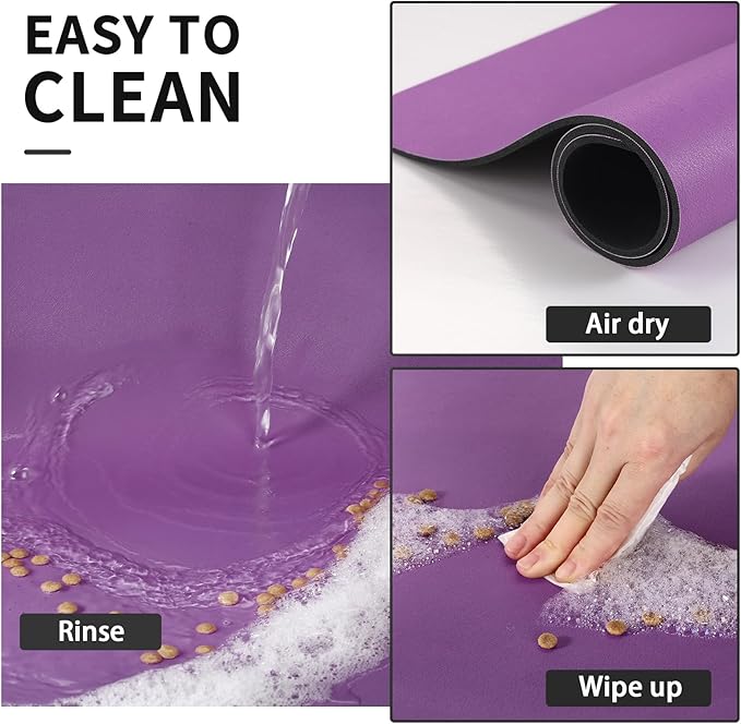 HotLive Dog Food Mat - Absorbent Cat Mat for Food and Water, No Stains Pet Feeding Bowl Mat, Easy to Clean Pet Placemats, Quick Dry Dog Water Dispenser Mat for Messy Drinkers | Purple 24"x36"