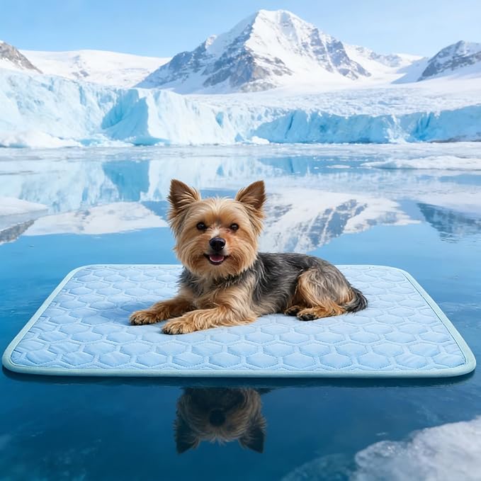 Cooling Mat for Dogs Thicken Pad for Cats,Rabbit&Medium,Large Dogs Internal Arc-Chill Cool Fiber (Q-Max>0.45),Dog Cooling Mat Non-Slip Washable Summer Pet Outdoor Bed,17.5"x22.5"