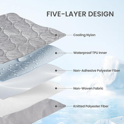 Cozy Bliss Deluxe Leakproof Cooling Blanket for Large Dogs Q-Max 0.5, Soft & Durable Washable Pet Cooling Mat for Hot Weather, Livingroom, Couch & Bed Protector for Cats, Silver Grey, 60"x80"