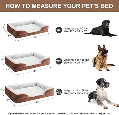 LEXTRO Orthopedic Dog Bed for Large Dogs, Egg Crate Foam Bed for Large Dogs, Equipped with Removable Waterproof Pillow Cover and Anti-Slip Bottom, Pet Bed