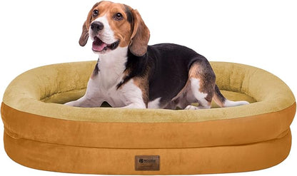 Orthopedic Dog Bed for Medium Dogs, Waterproof Dog Bed with Removable Bolsters, Egg Crate Foam Pet Couch for Medium Size Dog with Machine Washable Cover & Non-Slip Bottom, Orange