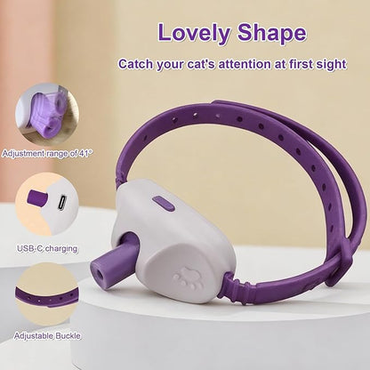 Walfront Cat Toys, Interactive Purple Light-Up Collar, USB Rechargeable, Adjustable 9.1–13.4in, 2 Modes & 41° Angle, Indoor Play for Multiple Cats & Kittens, Fun & Exercise