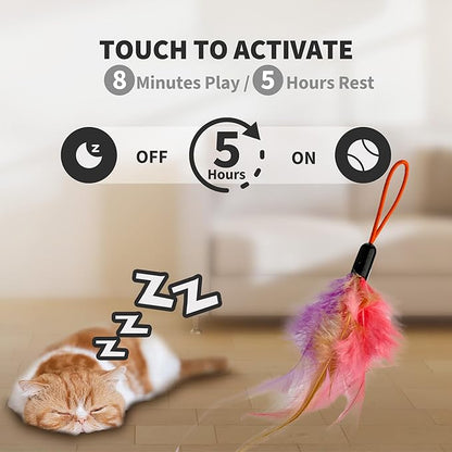 Interactive Cat Toys for Indoor Cats,Automatic Hanging Electric Cat Teaser Door Frame & Doorway,with Feather Mouse String wand Enrichment Chase Toy,Safe Self Play for Bored Multi Cats Households