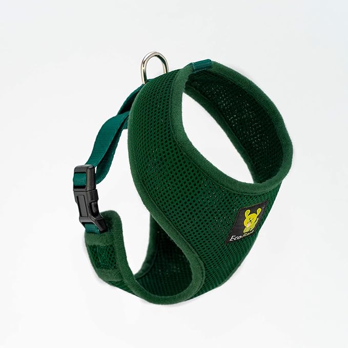EcoBark Dog Harness - Soft Luxurious Mesh Over the Head No Pull No Choke Design - Breathable Halter Harness Vest - Eco-Friendly Easy Control for Puppy, Toy Breeds & Small Dogs (Small, Dark Green)